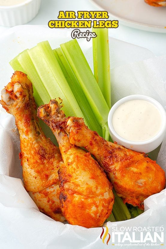 titled collage for air fryer chicken legs